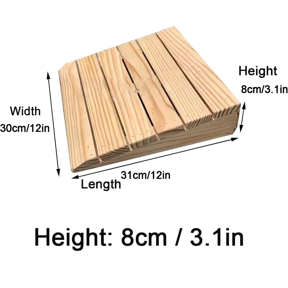 Portátiles Rampa De Umbral De Madera Rampa para Escalones, Garajes Rampa Bordillo De 7-15cm De Altura Rampas De Acceso para Andador Bicicleta(31x30x8cm)