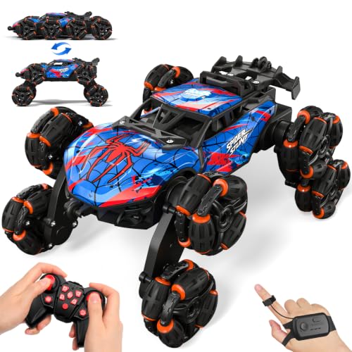 Sunrad 8WD Gesture Sensing RC Stunt Car with Spray & Light & Music for Kids Age 6-8-13, Spider Hand...