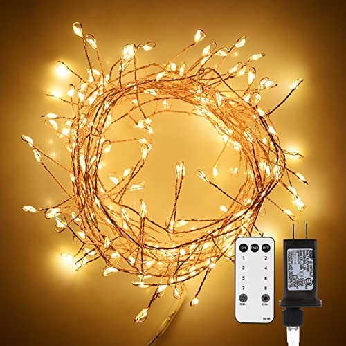 Dailyart Fairy Lights Plug in, 200 Led Twinkle String Light with Remote 10Ft 8 Modes Warm Cluster...