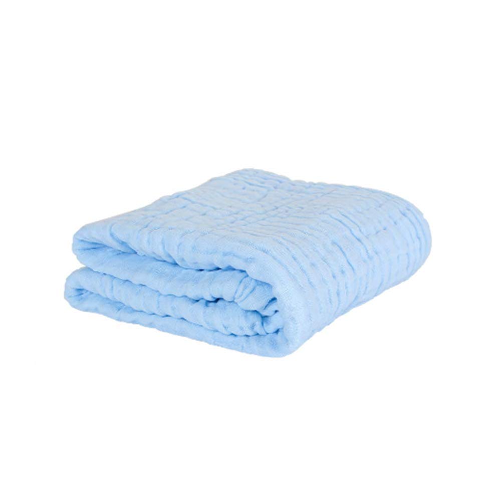 MOM'S HOME Baby Super Soft Absorbent Muslin 6 Layer wash Towel- 100X100 CM - (0-3 Years)- Blue and 5 Muslin naplin Wipes