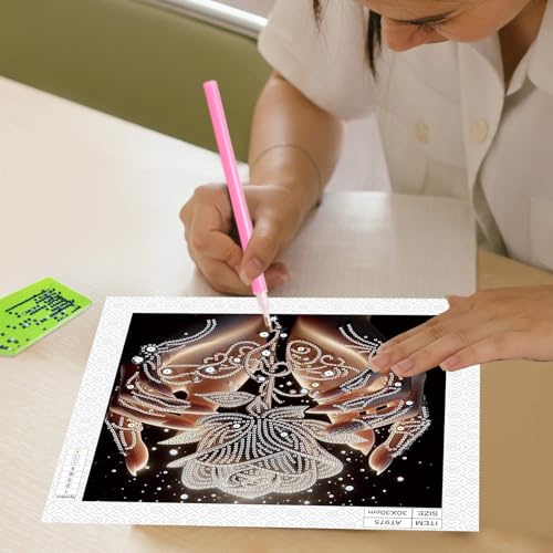 Image of AiYuanzsh 5D Special Shaped Diamond Painting Kit - The Rose in Hand Design, Unique Crystal Rhinestone Diamond Art Set for Beginners and Adults, Perfect for Home Wall Decor and Holiday Gifts