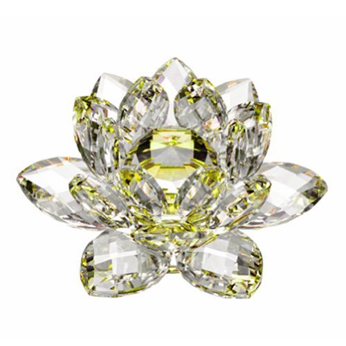 Amlong Crystal Hue Reflection Lotus Flower with Gift Box, 4 inch, Yellow