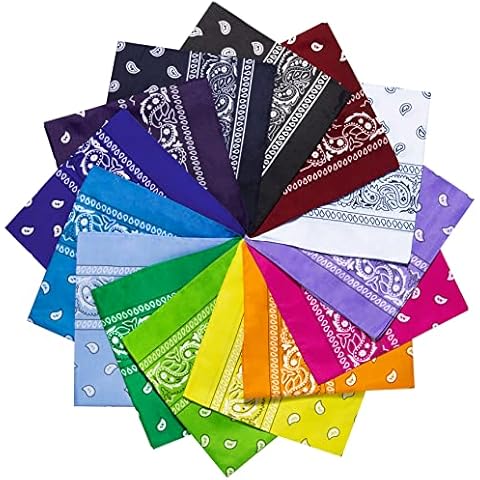 YHmall Paisley Bandana for Men Women, 14 Pack Multifunctional Paisley Headbands Scarf Cowboy Bandana Handkerchiefs Cover
