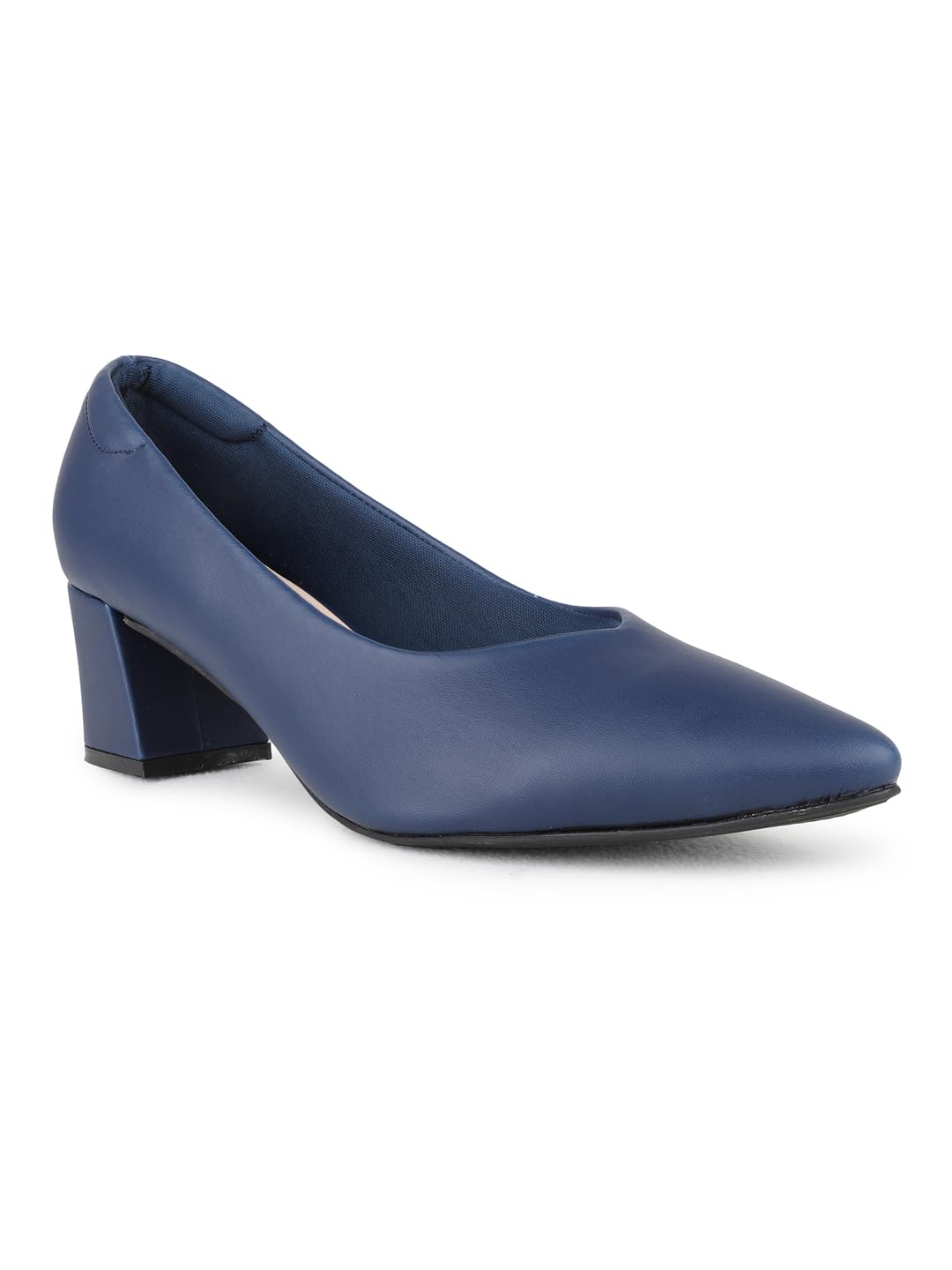 Womens Womens Navy Solid Pointed Toe Heel Pump Shoes Pump-image-24