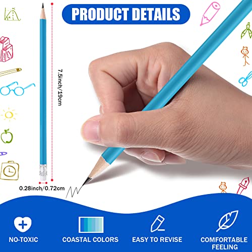 CHENGU 24 lápices azules para niños con borrador miniatura 3