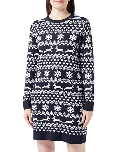 ONLY Damen Strickkleid Onlxmas Snowflake Ls Dress Cs KNT, Night Sky/Pattern:Cloud Dancer, M