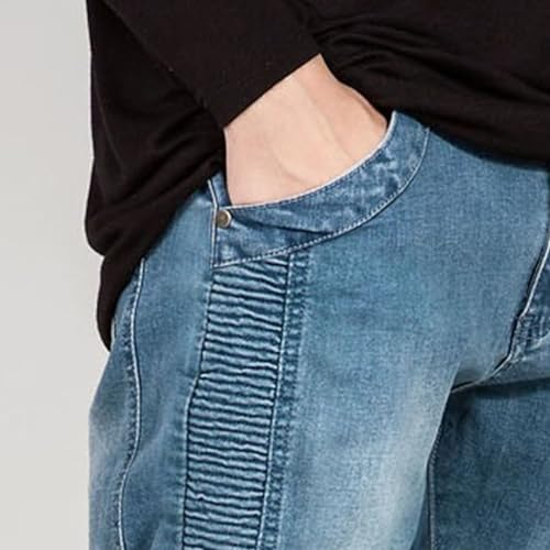 Men's Regular Fit Flex Jeans Biker Deco Washed Denim Pants Slim Fit Motorcycle Skinny Jean3