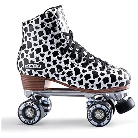 ECOO Roller Skate for Women and Girls, 2 Layer Microfiber PU Leather Classic Double Row Quad Skates, Professional High Cuff Outdoor Indoor Rollerskates Cover