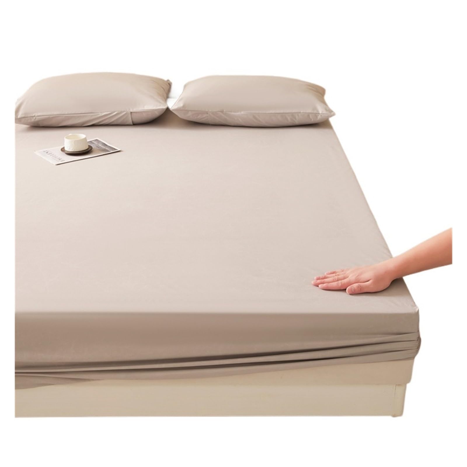 BGHYJKOL Mattress Protector Double Bed Elastic Fitted Sheet Waterproof Couple Double Bed Sheets Linen Mattress Protector(Light Grey,Full)