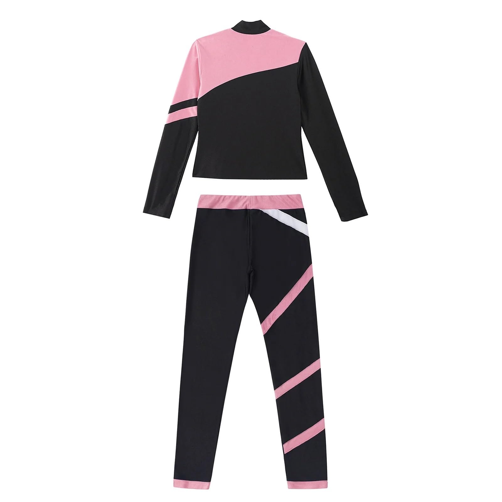 Conjunto Deportivo Niña Traje Deportivo de Gimnasia for niños y niñas, Sudadera atlética de Manga Larga, Top con Mallas, chándal for Entrenamiento de Yoga y Correr(Blue Green A,10)