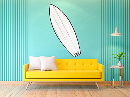 Oedim Tabla de Surf Madera Blanca | 150x47cm | Fabricado en Vinilo Adhesivo Resistente y Económico | Pegatina Adhesiva Decorativa de Diseño Elegante