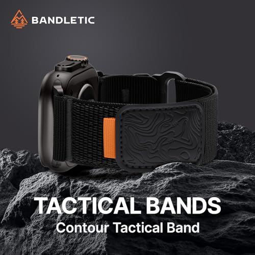 Image of Bandletic Compatible with Apple Watch Bands for Men Women, Wide Tactical Stretchy Nylon Soft Sport Strap for iWatch 49mm(Ultra 3 /2 /1),46mm(11 /10),45mm(9 /8 /7),44mm(SE3 /SE2 /SE /6 /5 /4),42mm(3 /2 /1)