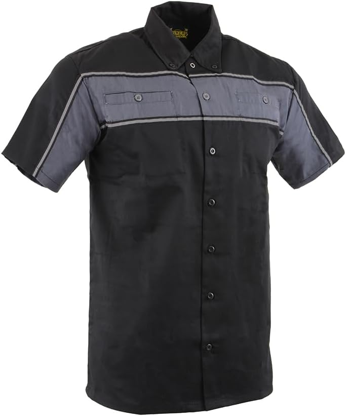Miniatura 5 de Camisa de mecánico de motocicleta de manga corta reflectante en dos tonos negronaranja y negrogris para hombre