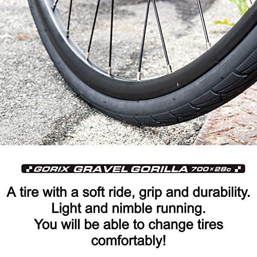 GORIX Road Bike Clincher Tire 700×28C Tread Gravel Road Cycling Bicycle (GRAVEL GORILLA), Black×Red(1 Tire), 700×25c - Image 4