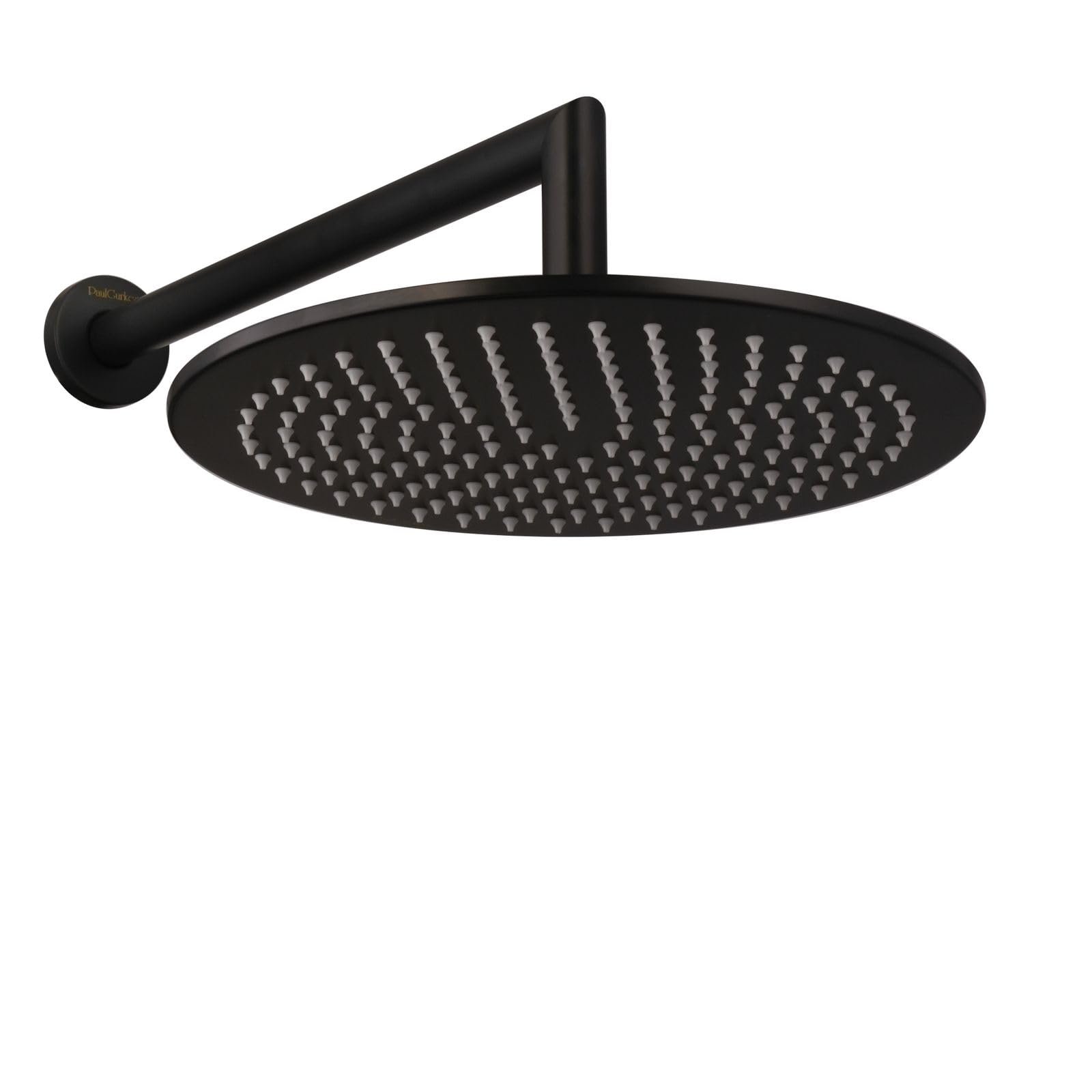 Cabezal de Ducha 30cm con Brazo de Ducha en Negro Mate de Metal, Latón Macizo, Rosca 1/2"