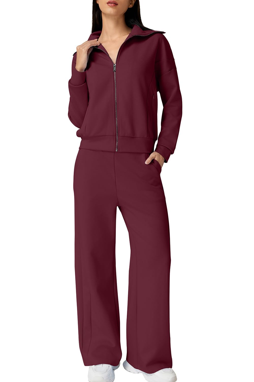 QINSEN Cotton 2-Piece Zip-Up Set