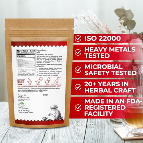 Image of 4 oz. Dried Cowberry Lingonberry Leaves Herbal Tea (Folium Vitis Idaea L.) - 113g Cowberry Leaf Herb Tea Hojas De Arandano Rojo (Arandano)