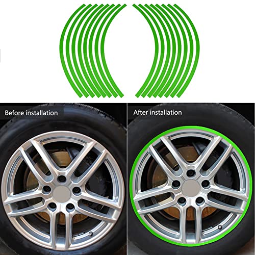 Radaufkleber Reflektierender Nadelstreifen Universal Car Motorcelcel Decal Tape Decoration Film(Grün)