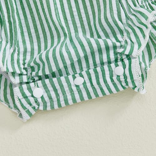 Newborn Baby Girl Fall Outfit Striped Ruffle Long Sleeve Romper Bodysuit Smocked Bubble Clothes4