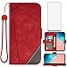 Asuwish Compatible with Samsung Galaxy S10e Wallet Case and Tempered Glass Screen Protector Leather Flip Cover Card Holder Cell Accessories Phone Cases for Glaxay S 10e Gaxaly 10se Galaxies Se10 Red
