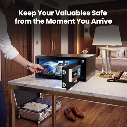 Grimtron 𝟐𝟓 𝐋𝐁 Commercial Hotel Safe Box (1.07 cu. ft.), Bulk-Ready Design with Audit Trail, Administrator Password, Professional Laptop & Document Safe 𝐆𝐢𝐟𝐭𝐬 𝐟𝐨𝐫 𝐅𝐚𝐭𝐡𝐞𝐫'𝐬 𝐃𝐚𝐲 by Grimtron - Image 3