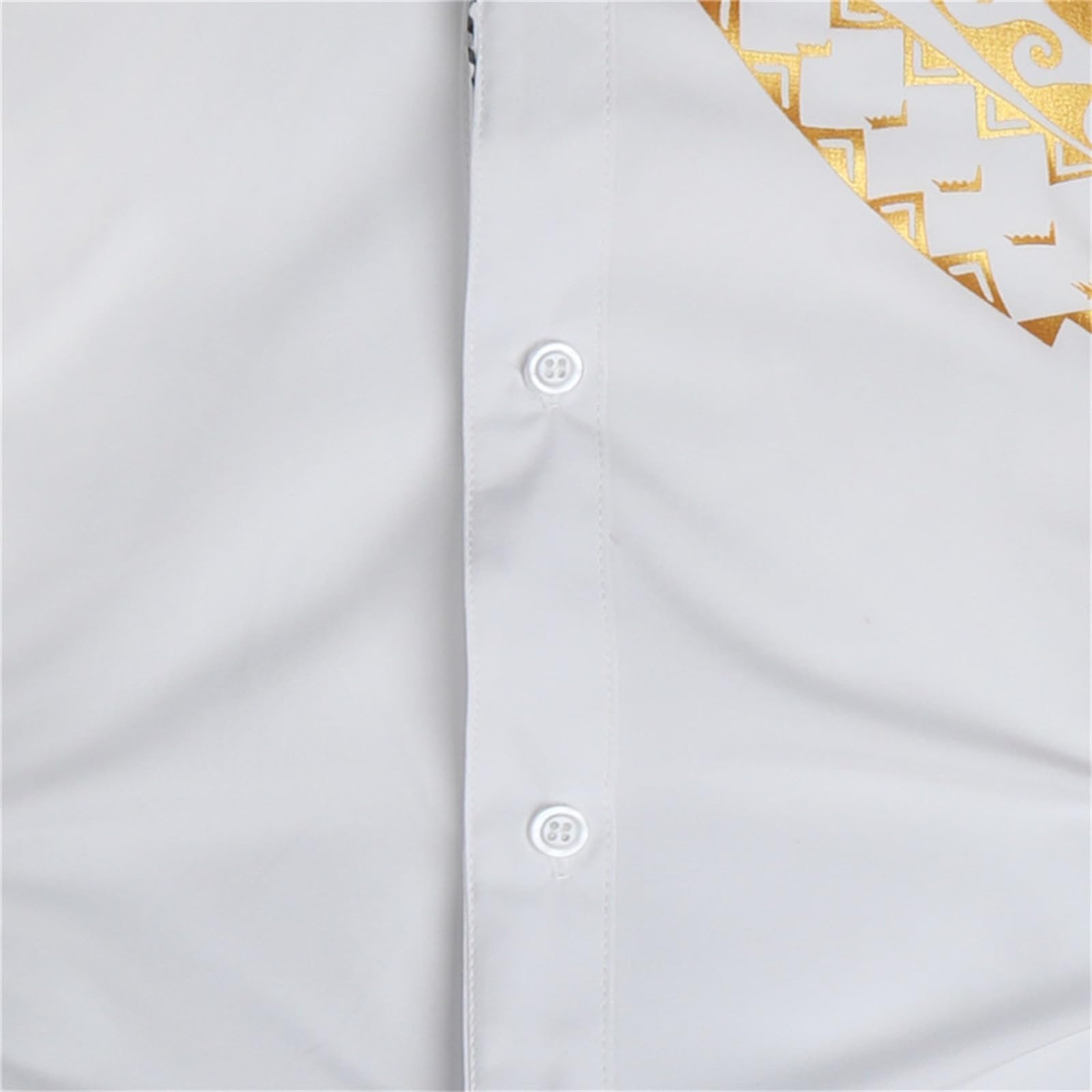 Generisch Chemise pour homme, coupe ajustée, à manches longues, imprimé feuille d'or