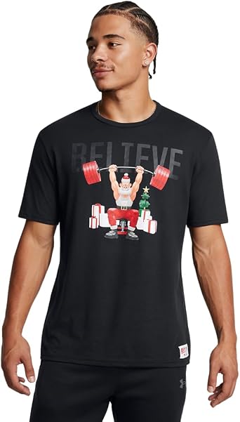 Under Armour Mens Project Rock Red One Believe Short Sleeve T Shirt