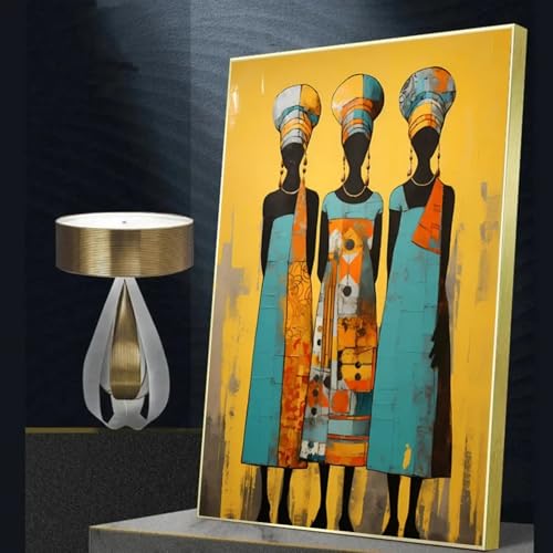 Tableau africain traditionnel abstrait pour salon - Toile minimaliste 60x90cm