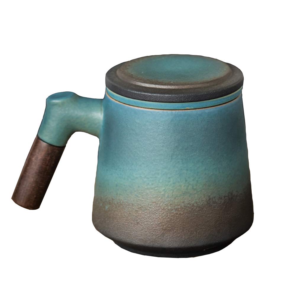 Taza de té de cerámica con filtro y tapa tazas de tazas de tazas de madera 350 ml,Multi colored