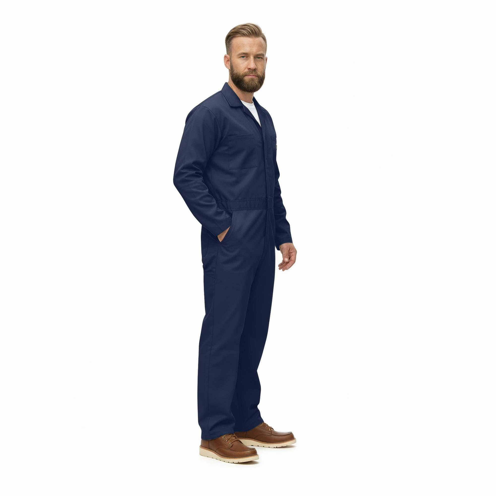 Natural Uniforms Langärmeliger Herren-Overall mit Reißverschluss, flecken- und knitterarm