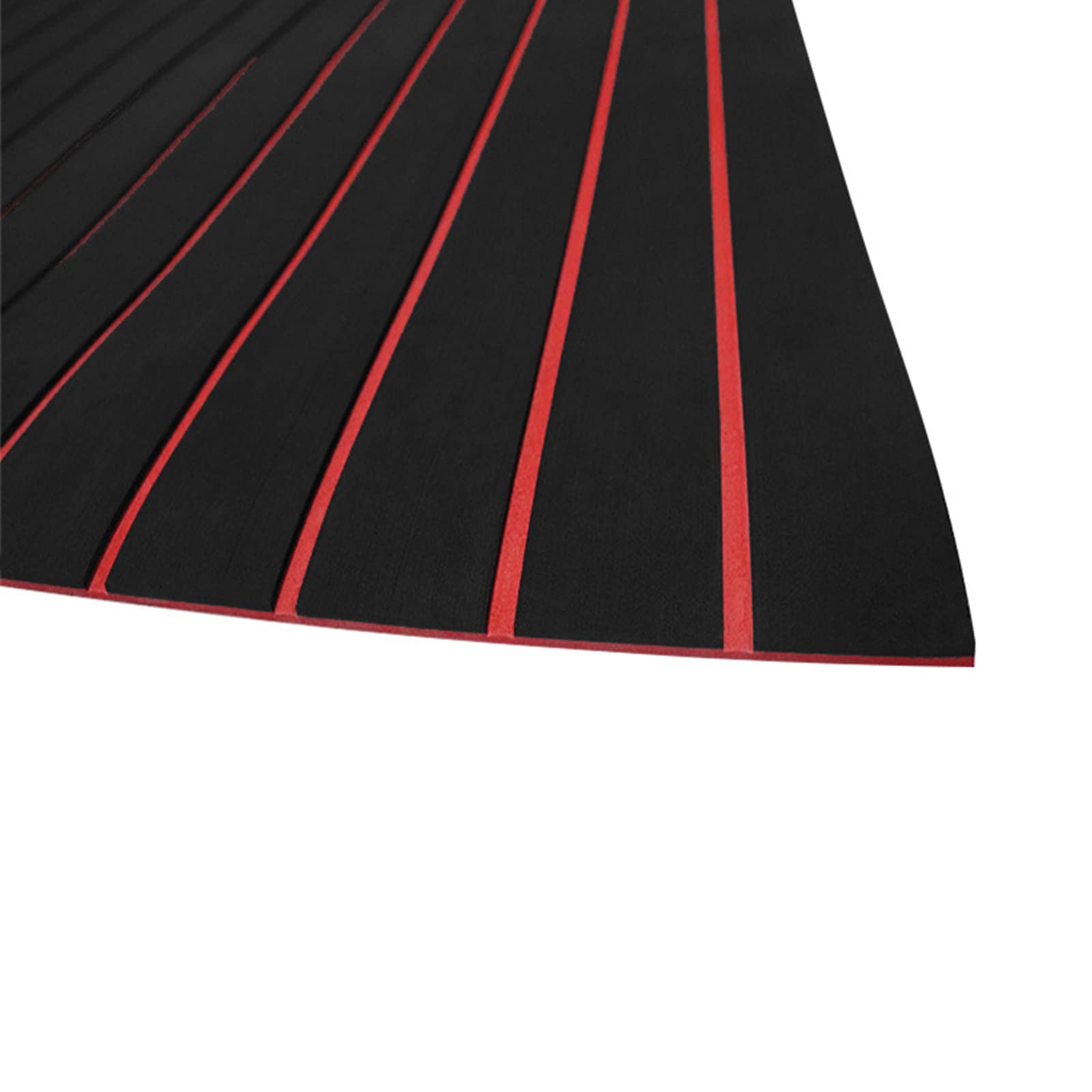 Eva Schaum Boot 240x90cm selbstklebend, 6mm Dicke Anti-Rutsch Bodenbelag, Marine Rutschfester Boden, Schwarz-Rot Teakoptik, Einfache Installation und Wasserdicht, für Yacht und Boot
