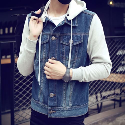 Men's Trucker Hooded Jacket Male Casual Washed Cotton Hoodie Jacket Men Slim Fit Jean Jacket With Hood2