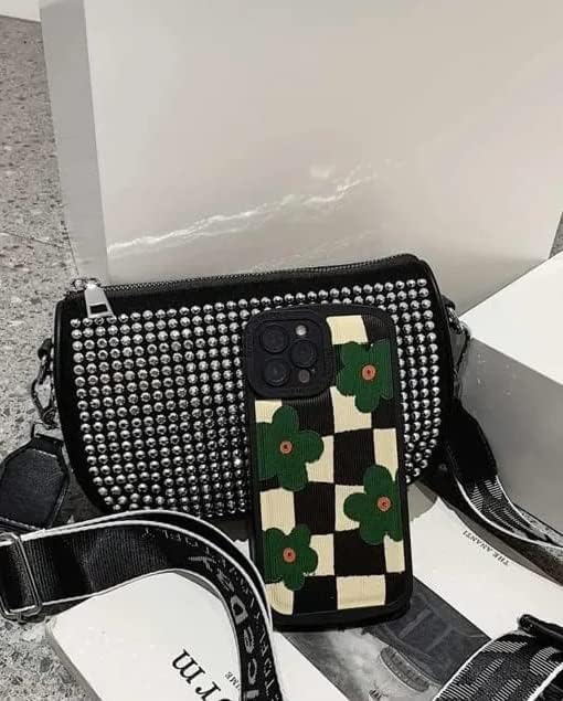 Image of Mini Allover Rhinestone Exotic Decor Bag with Detacheable Shoulder Strap Crossbody Broad Sling Belt with Coin Purse for Girls & Women