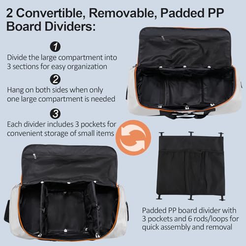 110L/140L Expandable Soft-Sided Foldable Duffle Bag with 2 Rubber Wheels,Packable 32” Rolling Carry-On with Multi-Pockets & Compartments,Grey4