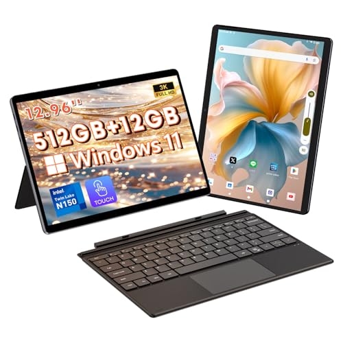 CHUWI Hi10 Max 2 in 1 Tablet 12.96", Intel N150 (Beats N95/N100), 512GB SSD 12GB LPDDR5, Windows 11 Tablet PC with Backlit Keyboard, 3K FHD IPS Touchscreen,WiFi 6, BT 5.2, HDMI, with Case