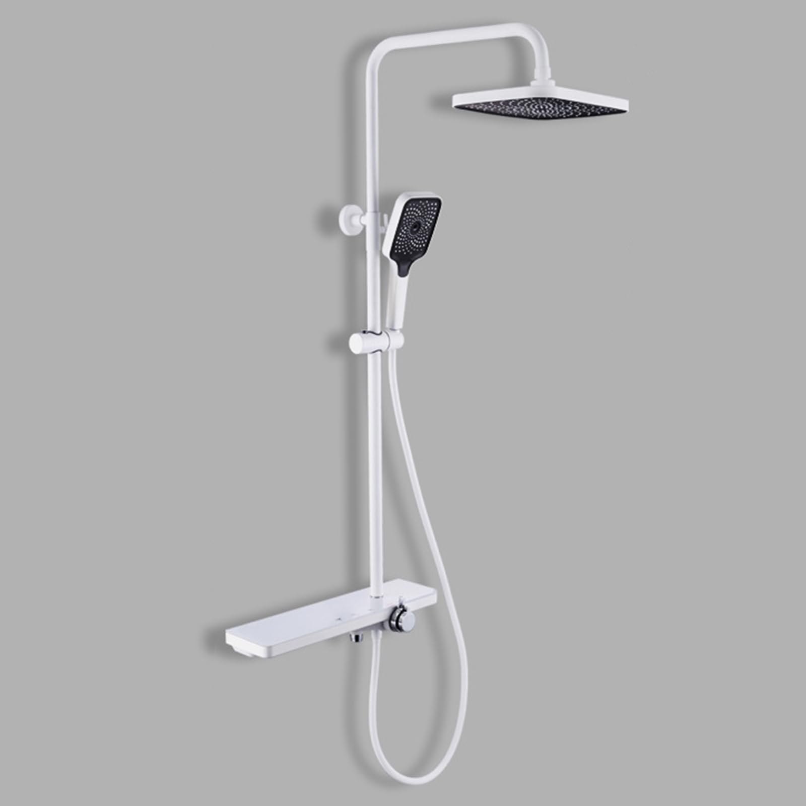 ZYCHSJXA Shower Faucet SetBathroom Triple Function Exposed Mixer Wall Mounted Bath High Adjustable Fixture with Rain and 3-Mode Handheld,White
