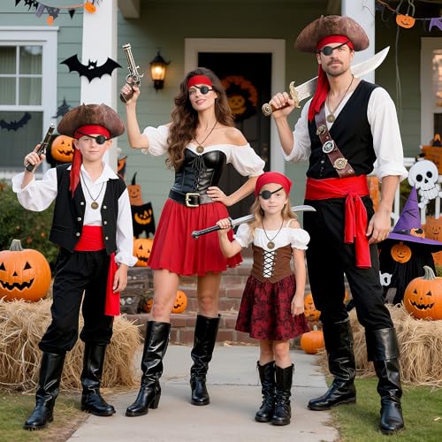 image for Fitnice 5PCS Pirate Costume Accessories Set for Men Halloween Pirate H