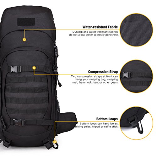 Mardingtop 50L Hiking Backpack Molle Internal Frame Backpacks with Rain