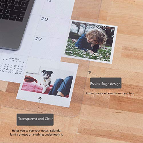 Aisakoc Transparante bureauonderlegger, antislip, ronde randen, pvc, mat materiaal, bureaumat voor bureau- en… - Image 4