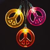 Kurt Adler 10-Light Multicolored Peace Sign Light Set