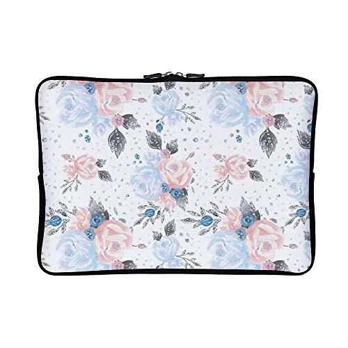 DKISEE Abstract Floral Blue Floral 02 Neoprene Laptop Sleeve Case Waterproof Sleeve Case