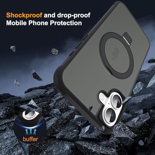 Image of iPhone 16 Plus Magsafe Stand Case | Matte Design & 360 Protection | Military-Grade Apple iPhone 16 Plus Cover | Ultra Premium - Black