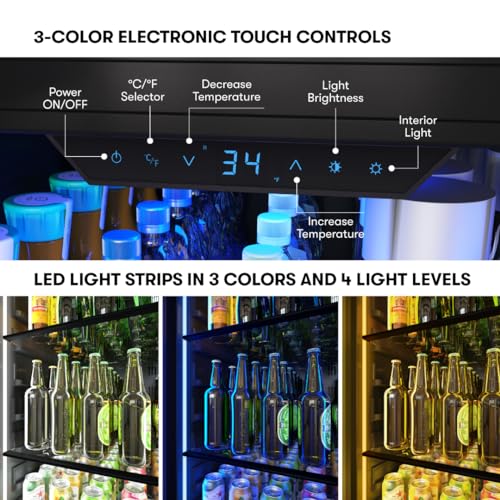 Image of Zephyr 24 Inch Panel-Ready Wine Fridge & Beverage Refrigerator Single Zone Full Size - Tall Wine Cooler Cellars Large Bar Drink Freestanding w /Glass Door - 266x12oz cans & 14x750 ml bottles
