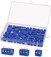 100 Stück PCB Mount Screw Terminal Block, KWOKWEI Schraubklemme Steckverbinder 5mm 2 Pin / 3 Pin / 4Pin Schraubklemmenblock Terminal Steckverbinder für Arduino DIY-Platine Dupont-Draht
