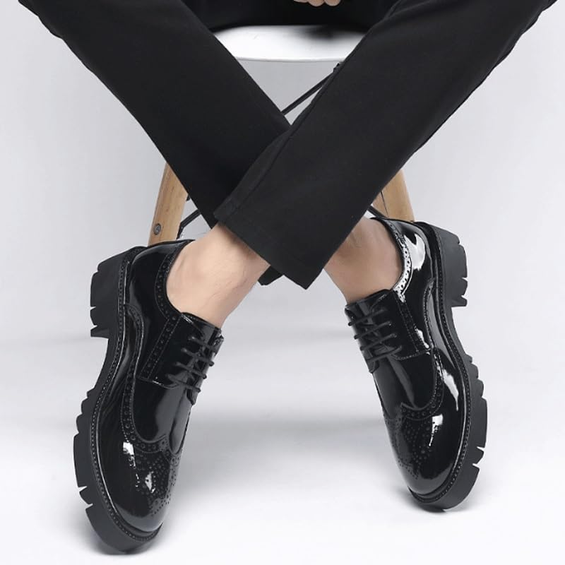 Men Oxford Superior Flexural Leather Fashion Dress Shoes Walking Office Loafers Work Flats Fashion Classic Carved Lace Up Leather Low Heels Shoes4