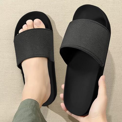 Mens Non-Slip EVA Slide Sandals Pool House Beach Footwear Comfy Open Toe Flat Shoes Single Band Slippers Slip On Shower Shoes With Soft Leather3