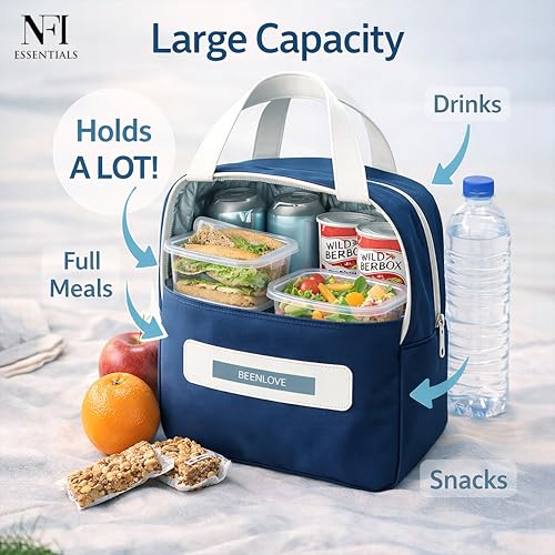 Image of NFI essentials Insulated Lunch Bag for Men Women Large Tiffin Carry Bag Travel Lunch Box Organizer for Office, School, College, Leak-Proof Lunch Cooler Bag