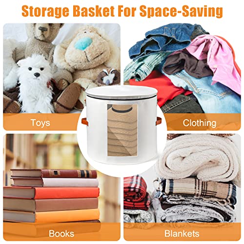 Azhchke Large Hat Storage Box For Women & Men, White Hat Box With Lid Foldable Round Cowboy Hat Organizer Box Carrying & Storing Various Types Of Hats, 19" D X 17" H #TOP6