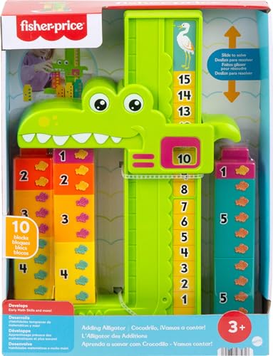 Fisher-Price L’Alligator des Additions Jouet pour Apprendre à Compter avec 10 Blocs à empiler, pour Les Enfants à partir de 3 Ans, JCT13