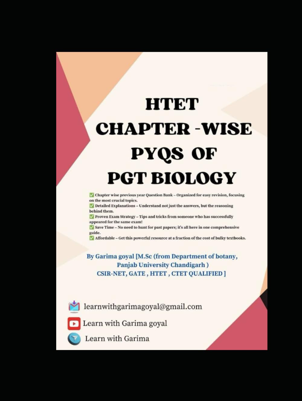 HTET PGT BIOLOGY PREVIOUS YEAR PAPER CHAPTERWISE